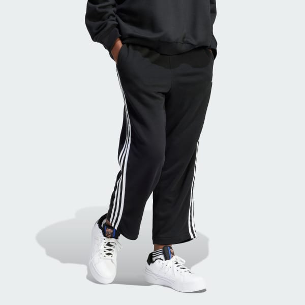 Siyah 3-Stripes Open Hem Loose Joggers