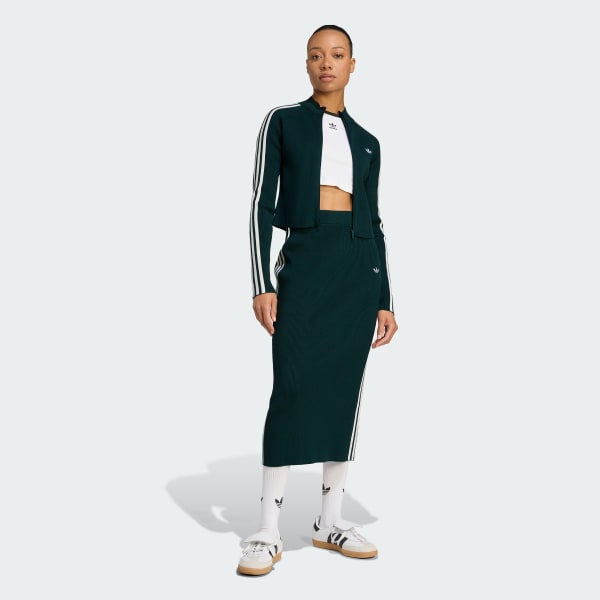 Πράσινο Πλεκτή ζακέτα Adicolor 3-Stripes Slim