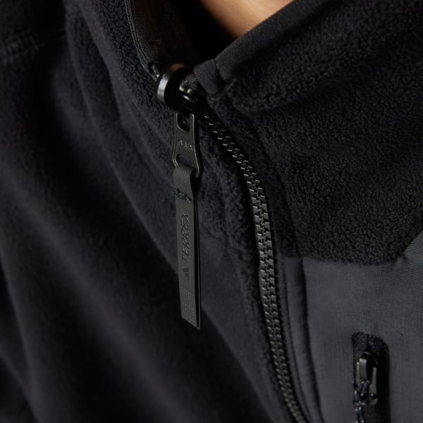 adidas ブラック フリース ジャケット XS アディダスからリサイクル素材で作られた「ポーラーフリース
