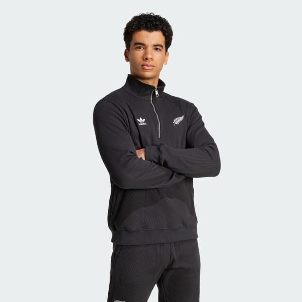 Felpa Essentials Half Zip Waffle All Blacks