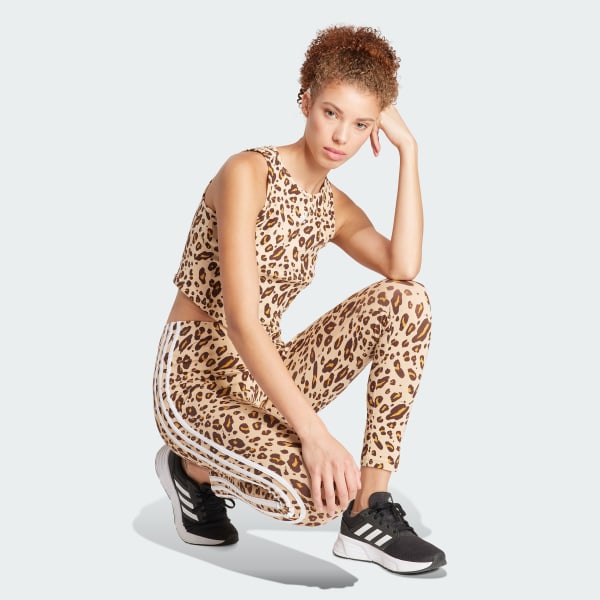 Lifestyle | Women\'s Animal Leggings adidas Beige - Essentials | adidas Print 3-Stripes US
