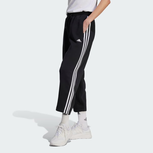 adidas Essentials 3 Stripes Open Hem Fleece Broek Zwart adidas Officiele Shop