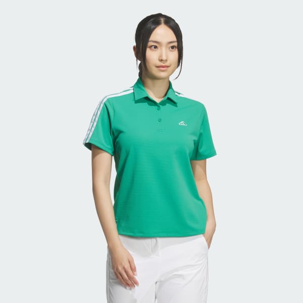สีเขียว เสื้อโปโลแขนสั้นผ้าปิเก้ 3-STRIPES CLIMACOOL