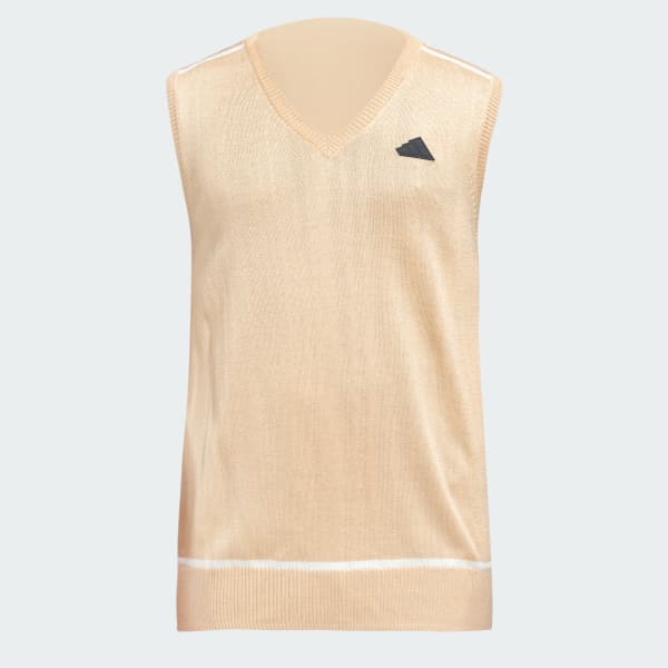 Beige adidas 3 Stripes Sweater Vest