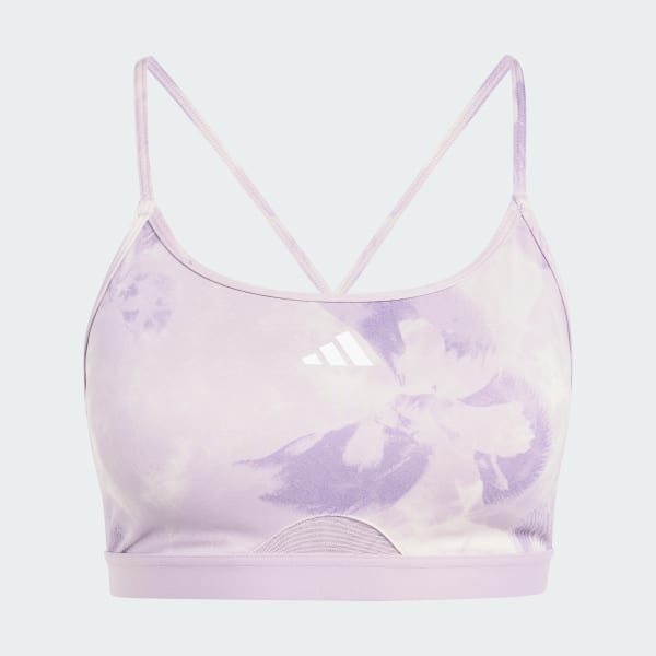 สีชมพู บราซัพพอร์ตระดับต่ำพิมพ์ลายดอกไม้มัดย้อม Aeroreact Training Essentials