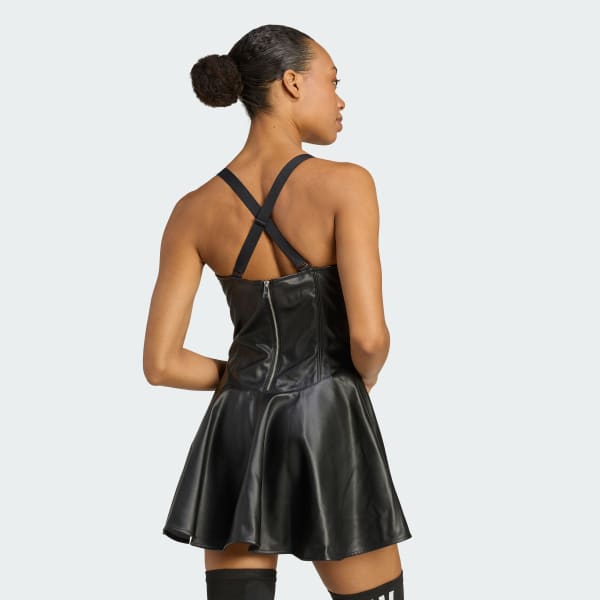 Schwarz adidas x Jeremy Scott Kleid aus Synthetikleder