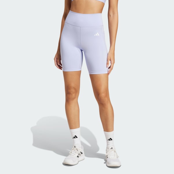 Purple Optime Essentials Stash Pocket 7-Inch Short Leggings