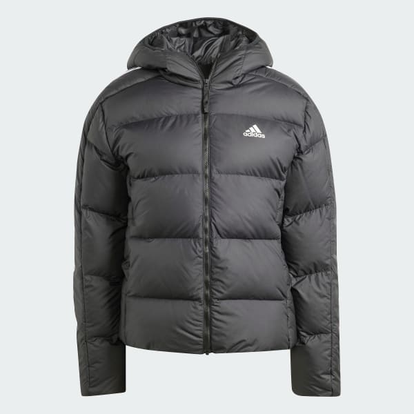 adidas Essentials 3-Stripes Mid Down Hooded Jacket - Black | adidas Canada