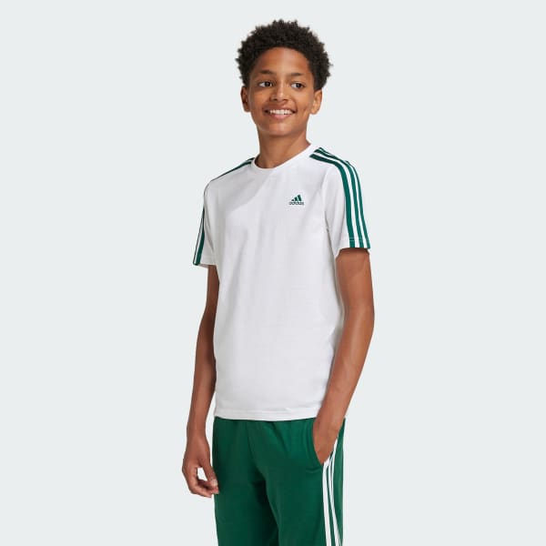 Branco Camiseta Algodão Essentials 3-Stripes