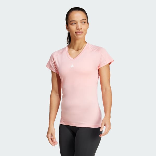 adidas AEROREADY Train Essentials Minimal Branding V Neck Tee Pink adidas Malaysia
