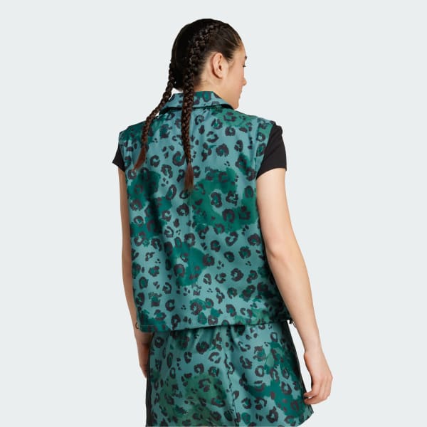 Cok-renkli Animal Print 3-Stripes Woven Yelek