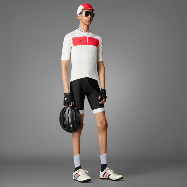 Wit adidas Heritage Tempo 3-Stripes Fietsshirt