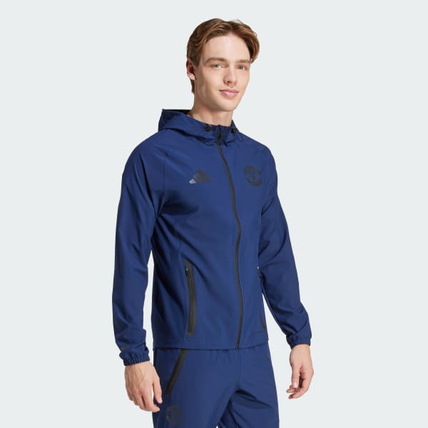 Blau Manchester United Tiro 25 Competition Vis Tech Travel Jacke