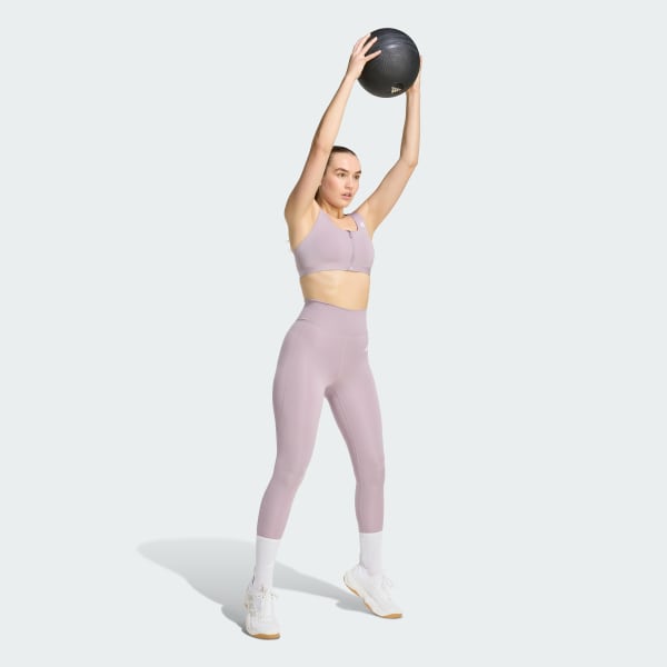 Purple Optime Essentials Workout Zip-Front Medium Support Bra