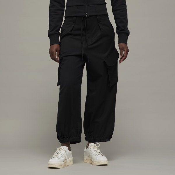 Nero Y-3 Classic Refined Wool Stretch Cargo Pants