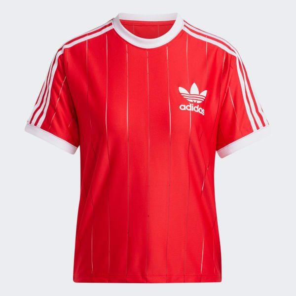 adidas Adicolor 3 Stripes Pinstripe Tee Red adidas Thailand