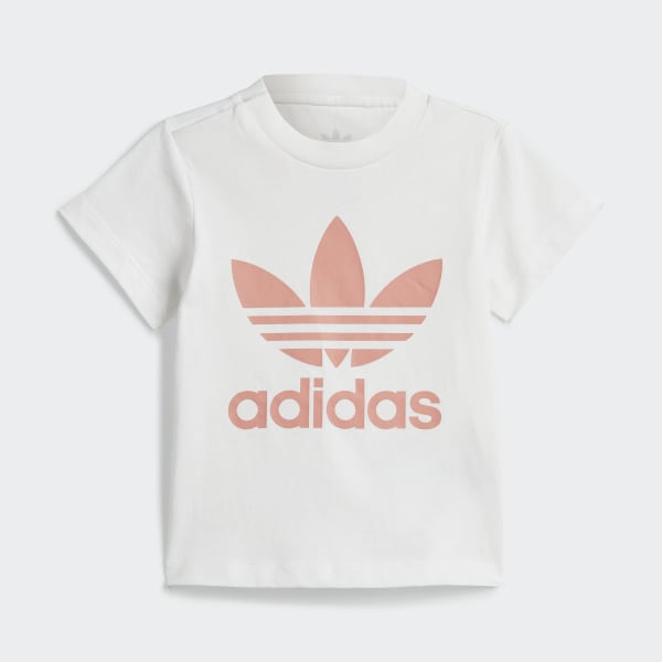 สีขาว ชุดเสื้อยืดและกางเกงขาสั้น Trefoil