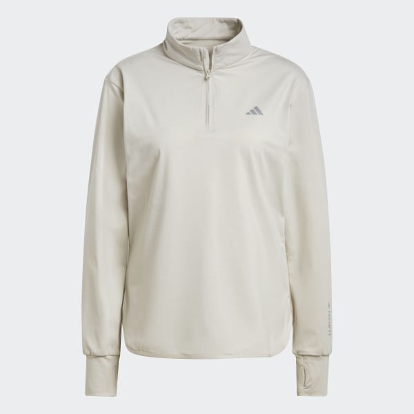Beige Top de Entrenamiento Techfit AEROREADY Warm Cierre Corto