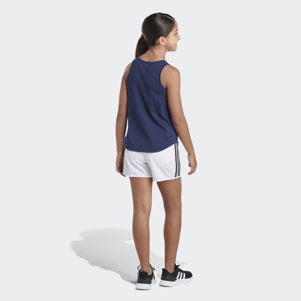 Blue Curved Hem Tank Top