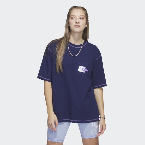 adidas Sport Statement Boyfriend Pocket Tee Blue adidas Thailand