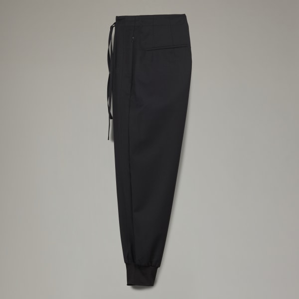 Black Classic Refined Wool Cuffed Track Pants TW593