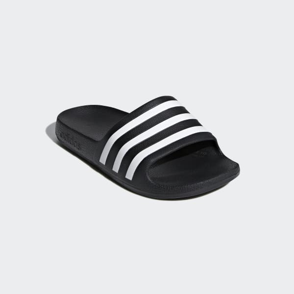Black and White Aqua Slides | adidas 