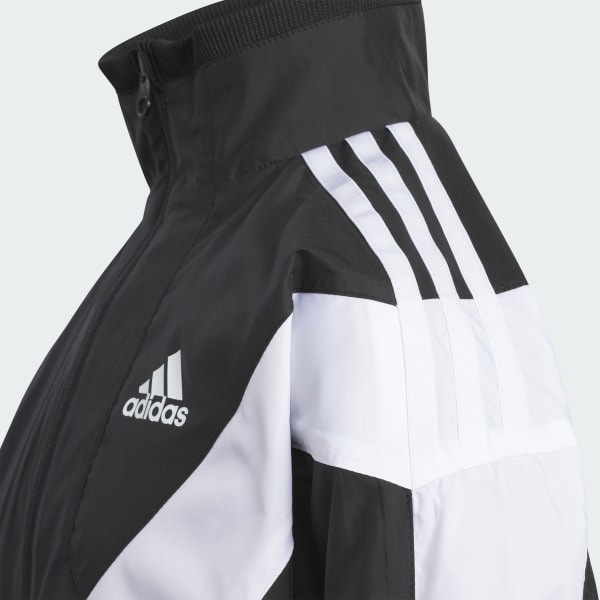 ブラック マストハブ ルーズフィット WIND. RDY カラーブロック 起毛トリコットウーブン トラックトップ キッズ