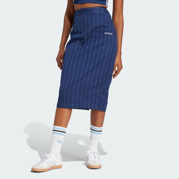 Bla Pinstripe Pencil Skjørt