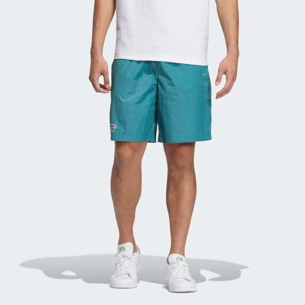 Turquoise Trefoil Logo Play Football Graphic Light Woven Shorts