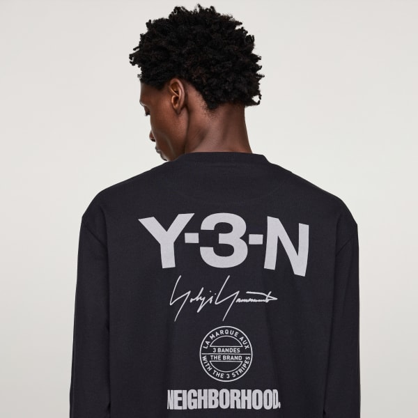 やす adidas Y-3 NBHD LOGO LONG SLEEVE TEE - Black | Free Shipping with