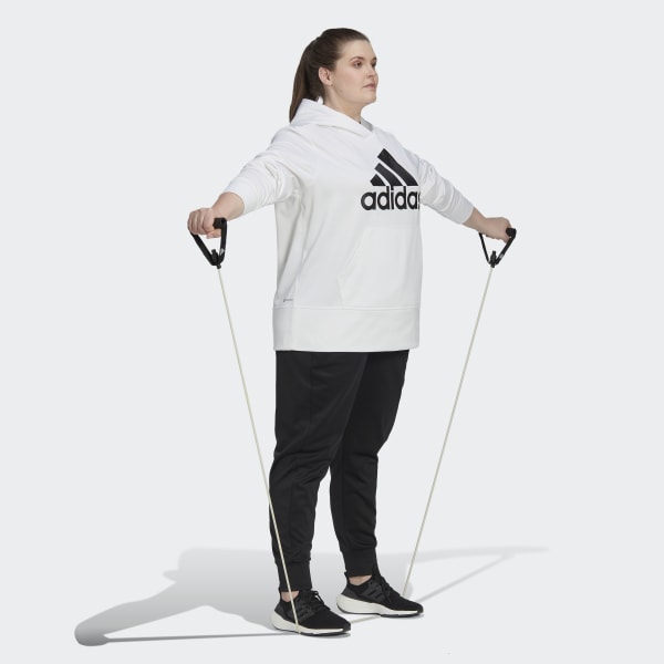 White AEROREADY Big Logo Hoodie (Plus Size)