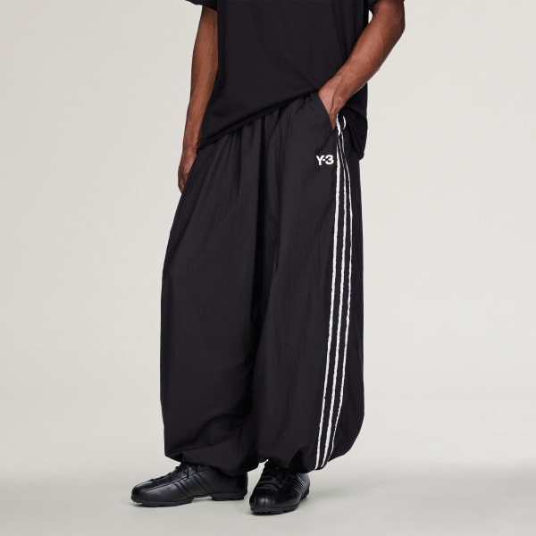 Nero Y-3 RAW EDGE 3 STRIPES WIDE PANTS