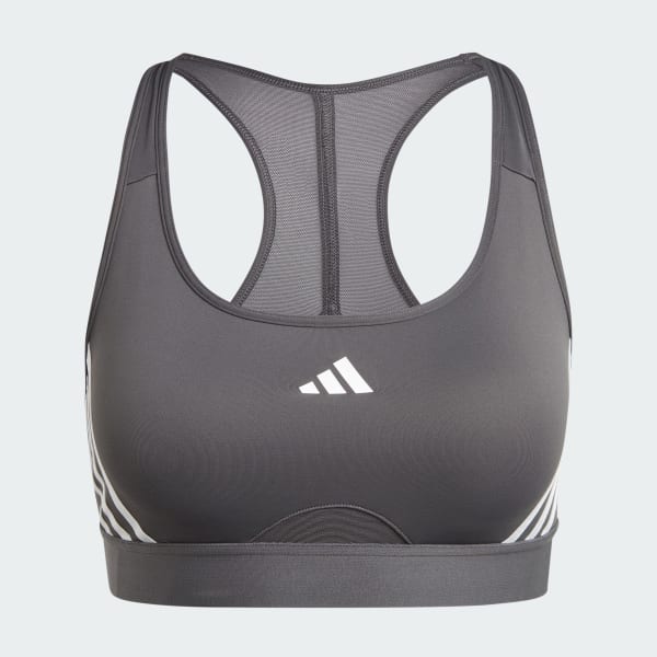 Cinza Top Médio Suporte Treino Três Listras Powerimpact