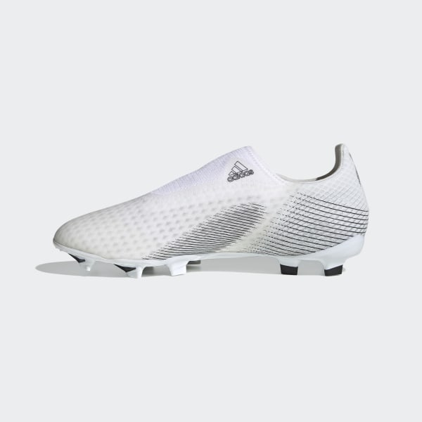 white laceless soccer cleats
