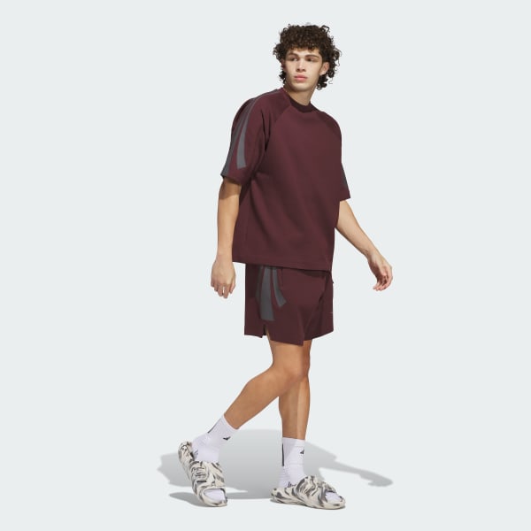 Granate Sudadera adidas de básquet de manga corta (Unisex)