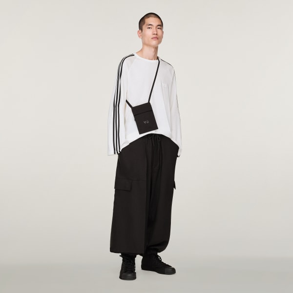 Bianco Y-3 Long Sleeve Tee 3-Stripes