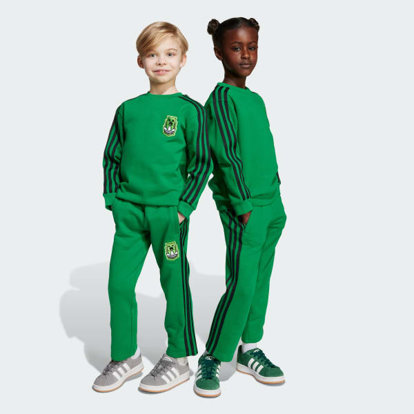 Gron adidas Originals X Minecraft Crew-sæt til børn