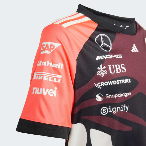 Burgundy Mercedes - AMG Petronas Formula One Team Driver Jersey Summer Pack til børn