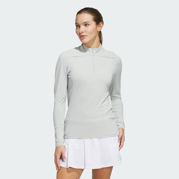 Grey Ultimate365 Solid Quarter-Zip Mock Polo Shirt