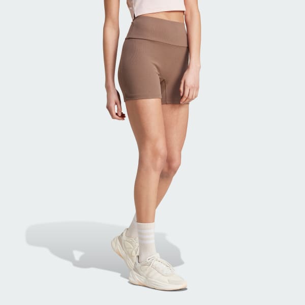 Marron Cycliste côtelé taille haute Lounge