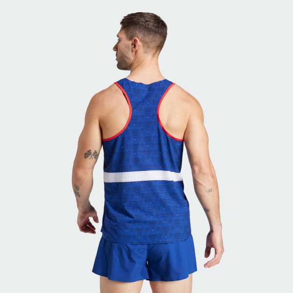 adidas Team France Athletisme Tank Top Men Blue Free Delivery adidas UK