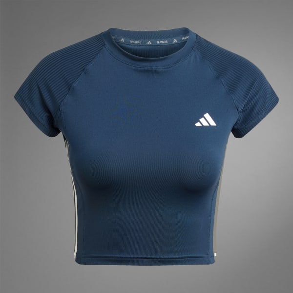 adidas Hyperglam Rib Tee - Blue | Free Shipping with adiClub
