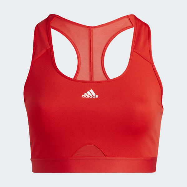 Red adidas Powerreact Training Medium-Support Bra (Plus Size) R0967