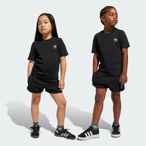 Negro Conjunto camiseta y pantalón corto (Niños)