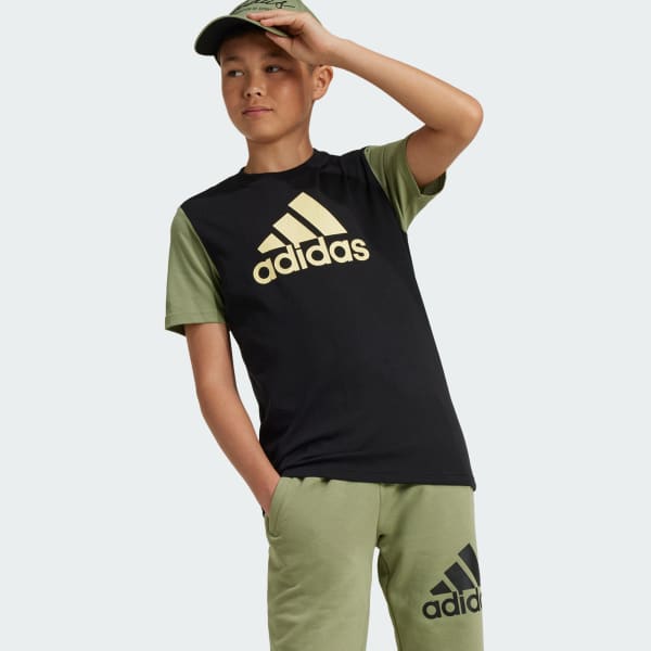 Black Essentials Big Logo Colorblock Cotton Tee Kids