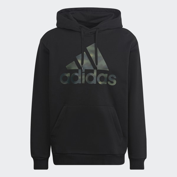 Noir Sweat-shirt à capuche en molleton imprimé camouflage Essentials