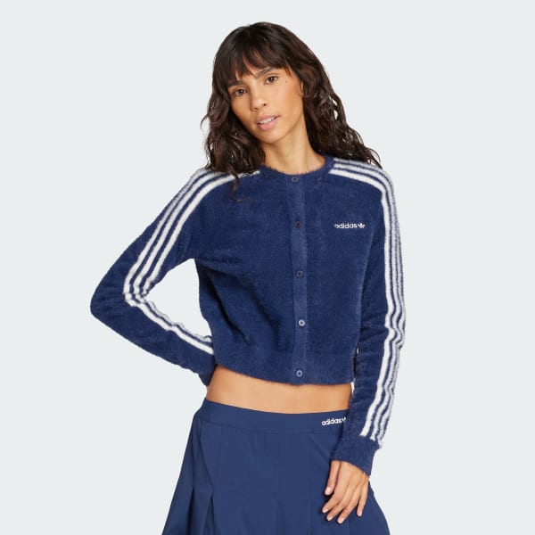 adidas FLUFFY CARDIGANカーディガン！ JW3644 adidas Fluffy Knitted Cardigan - Blue | Free Shipping with adiClub