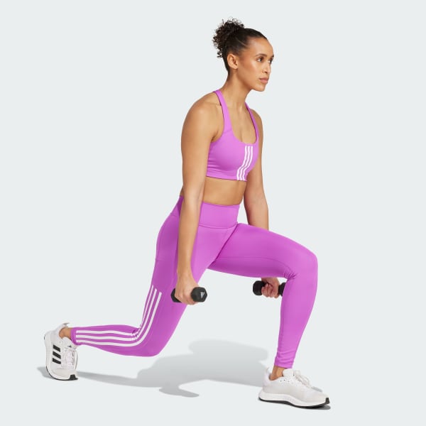 Purple Powerimpact Training Medium-Support 3-Stripes Bra