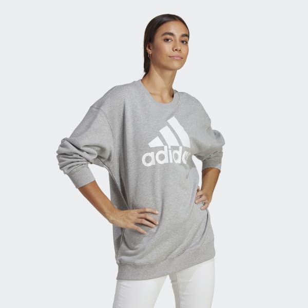 Gris Sudadera Essentials Logo Extra Grande Tela French Terry Ajuste Holgado