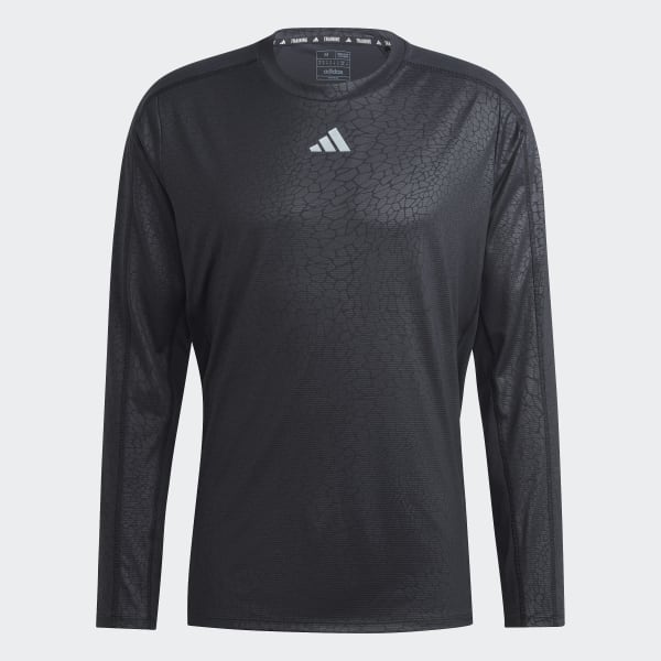 Black Workout PU Print Long-Sleeve Top
